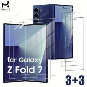 TEMU 갤럭시 Z 폴드 7 호환 내부 유연 TPU 필름 3개 + 전면 강화유리 3개, 주름 없음, 기포 없음, HD 투명 화면 보호 필름