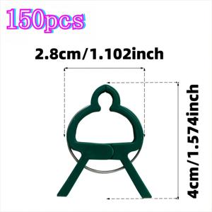 TEMU 튼튼한 재사용 가능한 정원용 식물 클립 150개, 부드러운 그립감, 토마토, 오이, 덩굴식물, 장미 및 꽃에 적합 | 퀵클립 줄기, 쌓을 수 있는 녹색 플라스틱 지지대, 실내/실외용, 상업용 원예용 손상 없음