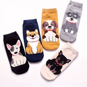 TEMU 스포츠화 5켤레, 양말, 크루 삭스, 여성용 튜브 삭스, 만화 귀여운, 핑크 캐주얼 애니메이션, 귀 큰 강아지, 귀여운 고양이 양말