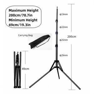 TEMU RP01-C 휴대용 경량 사진 조명 스탠드 160CM (63In) / 200CM (78.7In) 삼각대, 사진 스튜디오 소프트박스 비디오 반사판 조명, 다양한 사이즈 배경 스탠드
