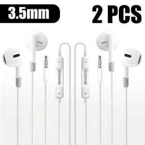 TEMU YUAOVCQ 1/2개 3.5mm 잭 인이어 헤드폰 유선 인이어 이어버드 휴대폰 유선 헤드폰 음성 통화 노이즈 감소 고음질 스테레오 이어버드 강력한 베이스 휴대폰 태블릿 데스크탑 컴퓨터에 적합, 대부분의 3.5mm 잭과 호환