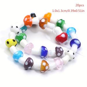TEMU 20개 컬러풀 투명 버섯형 유리구슬 - 10x13mm DIY 액세서리 제작용, 목걸이, 팔찌, 키체인에 적합 - 귀여운 수제 공예용 유리구슬