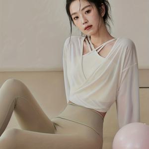 TEMU 여성용 통기성 메쉬 요가 탑, 다용도 코트 스타일 트위클라이트 얀, 캐주얼 러닝 긴팔 여성용 피트니스 웨어, 탑 1개 (브라 제외)