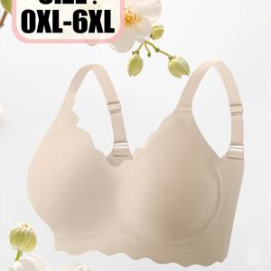 TEMU 플러스 사이즈 심리스 무선 노브라 탈착식 컵 와이드 스트랩 조절 가능 젤리 접착식 편안한 푸쉬업 브라