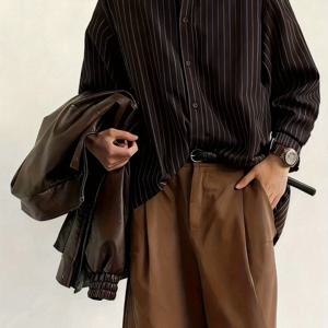 TEMU 봄/가을 일본식 빈티지 셔츠, 남녀공용 긴소매 칼라 셔츠, 빈티지 루즈핏 활용도 높은 상의