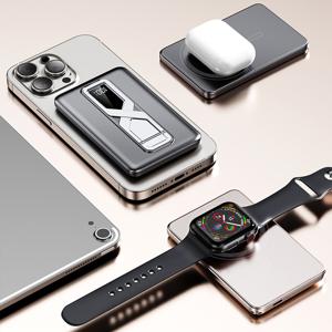 TEMU 맥세이프 보조배터리 5000mAh LED 디스플레이 거치대 3in1 무선 대용량 가벼운