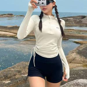 TEMU SunburstWonder 여성 수영복 여름 별체 긴팔 드로즈 스포티 슬림핏