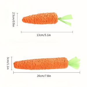 TEMU 2개입 당근 모양 고양이 물어뜯기 장난감, 사이살 섬유 종이 로프 내구성 스크래치 방지, 상호 작용 종이 로프 디자인, 새끼 고양이 이갈이 발톱 연마 통합 애완 동물 장난감, 실내 범용, 이갈이 및 발톱 연마용, 배터리 없음