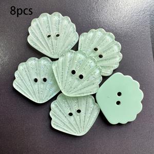 TEMU 8개 신상 그린 샤이니 부채꼴 모양 수지 장식 단추 20mm, 셔츠, 스커트, 소매단, 칼라, 가방, 벨트, 모자, 머플러, 기타 가정 장식용