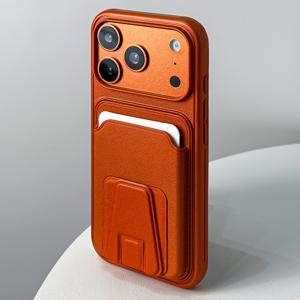 TEMU 휴대폰 케이스 - 고급 비즈니스 카드 홀더 및 브래킷 통합형 휴대폰 케이스 (아이폰 17 Pro Max 17 Pro 17 16 Pro 15 Pro Max 15 Pro 15 14 Pro Max 14 Pro 14 13 Pro Max 13 Pro 13 케이스 호환), 남녀공용 충격 방지 아머 범퍼 백 커버