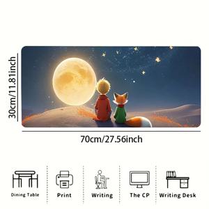 TEMU PRINCE 1개 30 X 70Cm 소공자 테마 데스크 매트 마우스 패드, 키보드 및 마우스 패드, 데스크탑 매트, 만화 스타일, 사무용품, 친구를 위한 완벽한 선물 선택