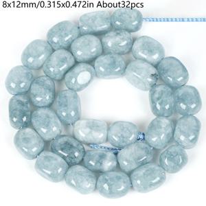 TEMU 아쿠아마린 칼세도니 비즈 및 8X12mm 조각, 주얼리 제작에 적합. 이 장식 재료에는 약 32개의 루스 스페이서 비즈가 포함된 15인치 스트랜드가 포함되어 있습니다.