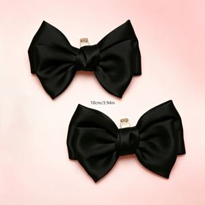 TEMU 1쌍 분리형 더블 리본 신발 클립, 블랙 앤 화이트 색상 추가 가능, 하이힐, 플랫, 비즈니스 슈즈 및 웨딩 슈즈 매칭