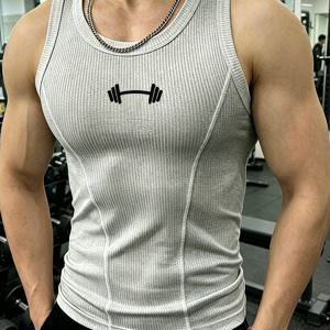 TEMU 남성용 운동 탱크 탑, 탄성 있는 타이트 민소매 트레이닝 티셔츠, 조끼, 야외 러닝 피트니스 웨어, 베이스 레이어|짐웨어