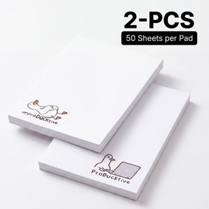 TEMU 재미있는 오리 포스트잇 2개 세트, 총 100매, 귀여운 메모패드, 자체 접착식 리마인더 메모지, 사무실 학교 가정용 책상 문구용 빈 노트패드