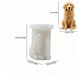 TEMU 3D 골든 리트리버 강아지 몰드, 향기 있는 석고/양초 홀더 몰드. 부드럽고 탈지 용이, 고온 저항, 고품질. 점토 몰드, 레진, 향기 있는 석고, 양초, 점토 등에 적합. 데스크탑 장식품, 장식 화병 제작 가능