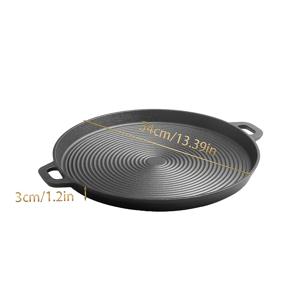 TEMU 원형 그릴 팬, 주철 양면 그릴, 주철 그릴, BBQ 그릴 팬, 한국 BBQ 그릴, 주철 로스팅 팬, 스토브용 주철 그릴 팬, 원형 프라이팬 그릴 팬, 식기세척기 사용 가능, 오븐 사용 가능, 13IN