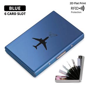 TEMU RFID 차단 메탈 카드 홀더 슬림 지갑, 사이드 푸시 버튼 팝업 신용카드 케이스 포함, 얇은 금속 도난 방지 명함 보호대, 휴대용 스타일리시 지갑, 남성 여성 선물용 여행 액세서리, 항공기 실루엣 패턴