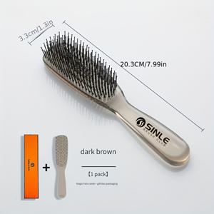 TEMU 매직 레이어드 헤어 콤 - 젖은/건조 사용 가능, 건강한 모발을 위한 두피 마사지, 나일론 브리슬, ABS 핸들, 여성용 푹신한 스타일링 브러쉬