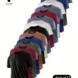 13개입 블랙-레드-아미-티베탄-카드-블랙-화이트-그레이-레드-그레이-화이트-티베탄-아미 혼합 색상, 초경량 남성용 크루넥 티셔츠 - 속건성, 통기성, 땀 흡수성 셔츠, 피트니스, 헬스장, 달리기에 적합, 가볍고 편안함, 스포츠 피트니스 훈련용 속건성 반팔 수분 흡수성