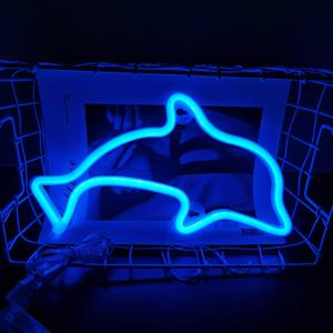 TEMU 1개, 귀여운 돌고래 모양 LED 네온사인, USB 또는 배터리 전원 - 듀얼 전원 공급 장치, 방 벽 장식, 축제 선물, 생일 파티 용품, 테마 파티 장식, 바다 스타일 선물에 적합