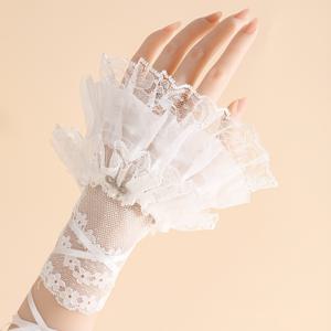 TEMU 정교한 레이스가 돋보이는 팔토시 한 쌍. 사계절에 완벽하며, 일본 스타일, Lolita, 발레 스타일로 영감을 받았습니다. 인플루언서들에게 인기 있습니다.