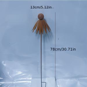 TEMU 【3D】 [3D] 대형 잎 모양 주철 정원 장식 접지 스테이크, 구형 베이지 캡, 튼튼한 접지 앉는 꽃 탑, 양방향 접지 스테이크 안정적인 디자인, 소박한 갈색 야외 장식, 대형 정원 장식품