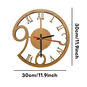 TEMU 1개 - 빈티지 로마 숫자 벽시계, 무소음 쿼츠 - 레이저 각인 가능, 전원 차단 및 쿼츠 메커니즘, 거실, 침실, 현관용 - 인조 나무 원형 시계