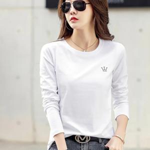 여성 슬림핏 긴팔 순수 티셔츠 - 단색 흰색 라운드 넥 캐주얼 탑 벨트 루프 디자인, 사계절 레이어링 필수품 일상 및 정장 착용, 기계 세탁 가능한 옷장 필수품