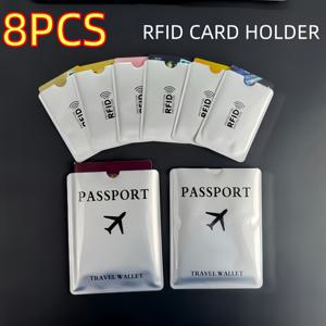 TEMU 8개 RFID 차단 슬리브 (6개 은색 RFID 신용 카드 슬리브 + 2개 여권 슬리브 포함) 고품질 알루미늄 포일 카드 슬리브 디자인, 가볍고 얇아 지갑에 넣기 쉬움, 신분 도용 방지 은행 카드, 신용 카드