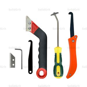 TEMU 5개 타일 그라우트 청소 세트, 고품질 Caulk 건설용 특수 도구, 그라우트 제거 및 마감 키트, 시멘트 틈새 청소 스크레이퍼, 그라우트 픽 및 후크 칼
