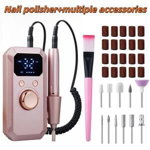 TEMU 네일 드릴 전동 폴리셔 세트 충전식 USB - 32단계 조절 가능, 휴대용 네일 버퍼, 네일 파일 및 큐티클 푸셔 포함, 홈 살롱, 네일 아트 및 페디큐어 폴리싱 쉐이핑 도구, 네일 기술자 용품에 적합