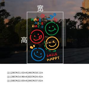 풀 시트 귀여운 웃는 얼굴 표정 유리문 창문 스티커 북유럽 스타일 의류 매장 몰 창문 유리문 정전기 흡착 탈착식 스티커