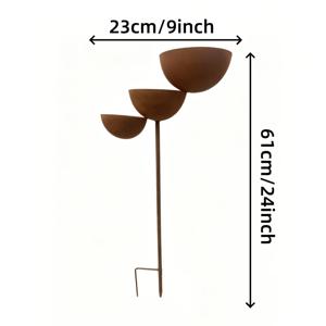 TEMU [3D] 빈티지 삼단 연철 빗물받이, 풀온 디스트레스드 녹슨 마감! 계단식 삼단 디자인으로 빗물 수집, 작은 새 모이통, DIY 화분 조경용으로 사용 가능. 안뜰, 정원, 발코니 화분에 적합하며 즉각적으로 자연스러운 스타일의 장식으로 변신. 실용적이고 스타일리시하여 정원 생활을 밝게 만들어줍니다