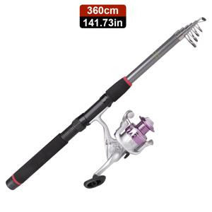 TEMU FTK 낚싯대 세트, 2.7M/8.82Ft/3.6M/11.81Ft/4.5M/14.76Ft 1개 접이식 스피닝 낚싯대 및 1개 스피닝 릴 - 민물 낚싯대 릴 키트 초보자 낚시 장비