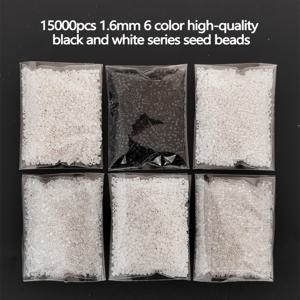 TEMU 15000개 풀팩 고품질 1.6mm DB 씨앗 비즈 화이트 5개와 블랙 1개 클래식 컬러 믹스 60g/2.12oz/매끄러운 광택 표면 정밀 연마 버 없음 색상 고정 및 균일한 크기/DIY 주얼리 만들기에 이상적인 비즈 공예 키트 목걸이 팔찌 귀걸이 헤어 액세서리 가방 장식 홈 데코/ 추천 눈길을 끄는 비즈 세트 수제 및 스튜디오 창작에 완벽