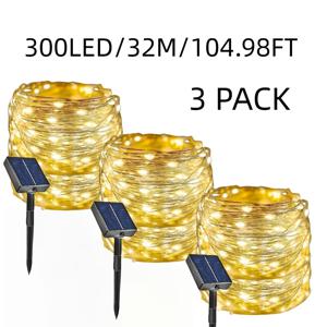 TEMU 3팩 태양광 요정 조명, 8가지 조명 모드, 50/100/200/300 LED 옵션, 태양광 에너지 전원, 파티오, 뒤뜰, 나무, 정원, 울타리 및 풀 파티 장식에 적합