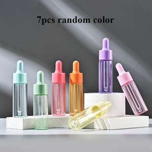 TEMU 7개 세트, 10ml 리필형 미니 스포이드, 에센셜 오일 유리병, 재사용 가능한 향수 용기, 색상 랜덤