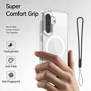 TEMU for Galaxy A57, A37, A17, A56, A26, A36 호환 마그네틱 무선 충전 기능이 있는 휴대폰 케이스, 걸이용 코드 포함