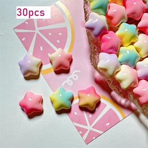 TEMU 30/50개 마카롱 별 머리 장식, 수제 헤어 클립 공예용 레진 참 패치