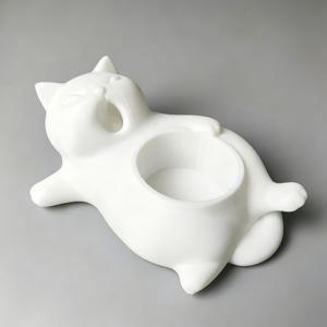 TEMU 1개입 귀여운 고양이 모양 화분 - 가정 및 사무실용, 흰색 3D 프린팅 새끼 고양이 화분, 플라스틱 받침대 포함, 컴팩트한 데스크탑 다육식물 화분 (선인장, 허브, 작은 식물용) - 고양이 애호가를 위한 선물, 모던한 인테리어 소품