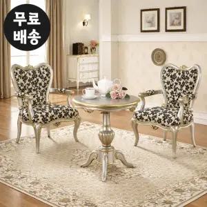 끌레 엔틱 실버 2인 침실 티 원목 부부 테이블세트