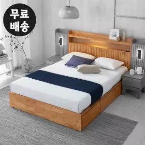 네드 원목 조명 서랍 수납형 침대프레임 킹사이즈(K)