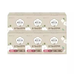 좋은느낌 유기농 순면커버 내추럴코어 울트라슬림 중형 18개 X6팩(108개)