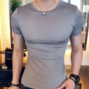 머슬티 남자쫄티 어깨넓어보이는반팔 메쉬 헬스티셔츠