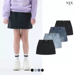 [NIXKIDS]여아) D톤 RAW BK톤/M톤/L톤 워싱 풀밴딩 미니 스커트 (FKBRCKD991P)