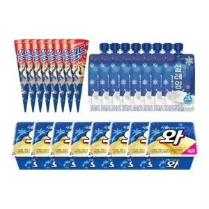 [롯데웰푸드]월드콘 바닐라x8+설레임밀크x8+와 바닐라x8