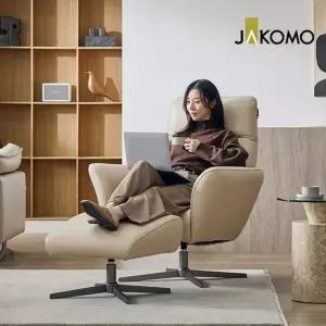 자코모 미오 1인 수동 리클라이너 천연면피 소가죽 체어+스툴