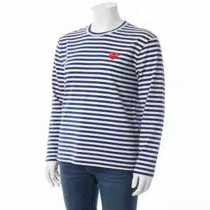 [알렉산더맥퀸]COMME DES GARCONS 26SS 레드하트 와펜 스트라이프 긴팔티 AX T164 051 2 P1T164 AZ 822644