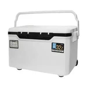 바다 민물 레저 낚시 아이스박스 32L 캐리어 손잡이 바퀴형 화이트/블랙